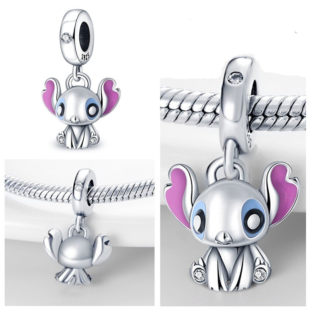 Lilo &amp; Stitch Charm 925 Sterling Silber – Ohana Familie Anhänger mit Zirkonia - CharmsLuv