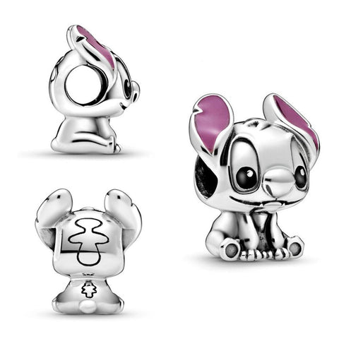 Lilo & Stitch Charm 925 Sterling Silber – Ohana Familie Anhänger mit Zirkonia - CharmsLuv