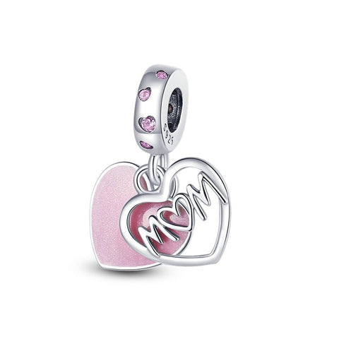 Mom Herz Charm Anhänger 925 Sterling Silber – Geschenk für Mama zum Muttertag - CharmsLuv
