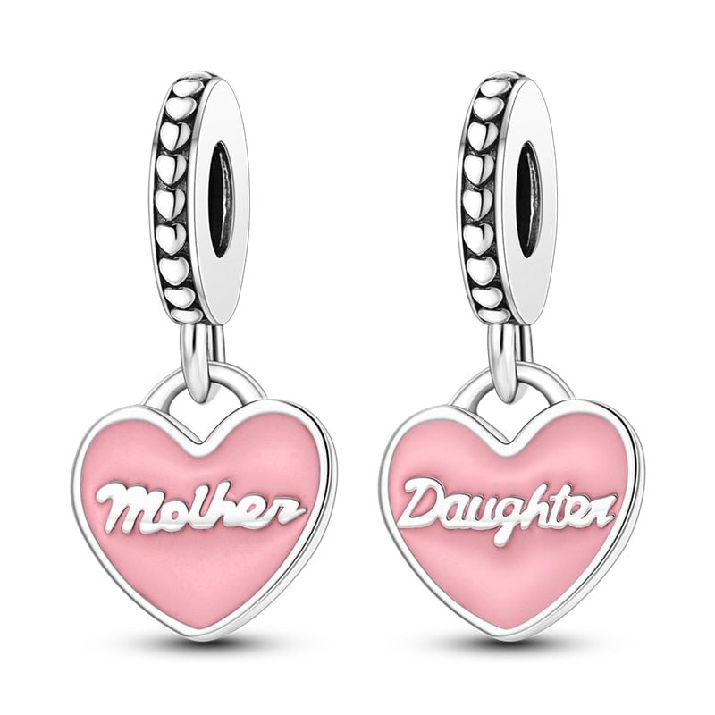 Mutter Tochter Charm Anhänger 925 Sterling Silber – Teilbares Herz für Bettelarmband - CharmsLuv