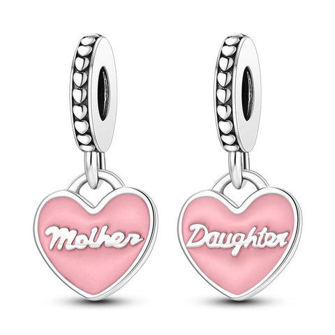 Mutter Tochter Charm Anhänger 925 Sterling Silber – Teilbares Herz für Bettelarmband - CharmsLuv