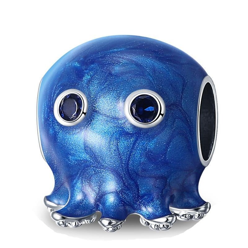 Oktopus Charm Anhänger 925 Sterling Silber – Süßer Meerestier Anhänger für Bettelarmband - CharmsLuv
