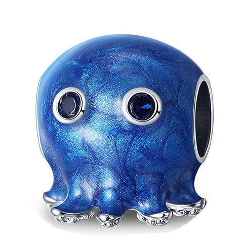 Oktopus Charm Anhänger 925 Sterling Silber – Süßer Meerestier Anhänger für Bettelarmband - CharmsLuv