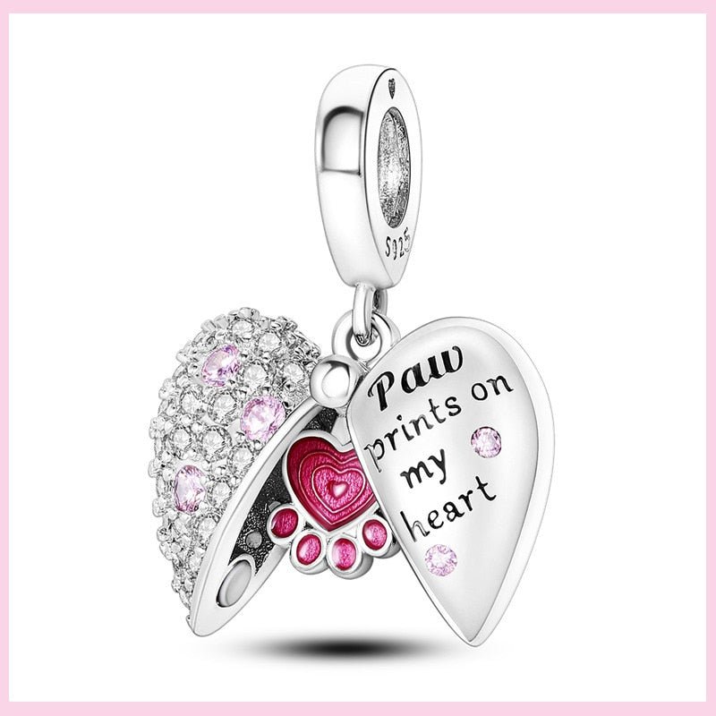 Pawlove Pfoten Charm Anhänger 925 Sterling Silber – Haustier Schmuck für Bettelarmband - CharmsLuv
