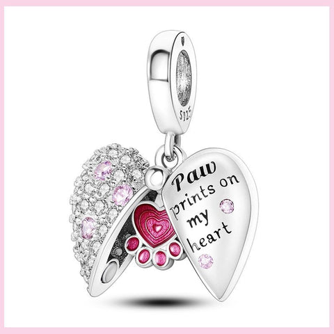 Pawlove Pfoten Charm Anhänger 925 Sterling Silber – Haustier Schmuck für Bettelarmband - CharmsLuv