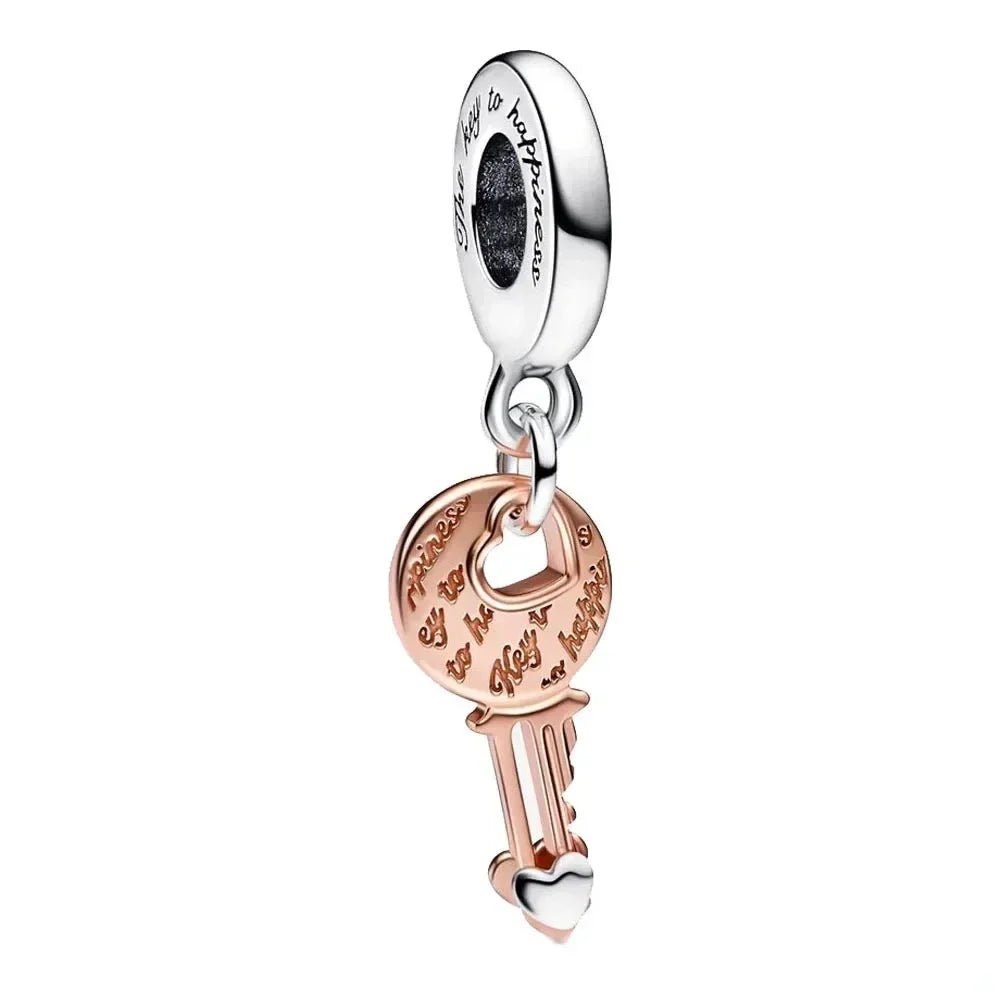 Schlüssel zum Glück Charm 925 Sterling Silber – Herz Schlüssel Anhänger für Bettelarmband - CharmsLuv
