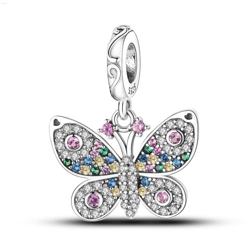 Schmetterling Charm Anhänger 925 Sterling Silber – Filigraner Anhänger mit Zirkonia für Bettelarmband - CharmsLuv