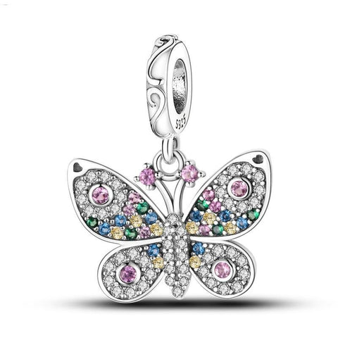Schmetterling Charm Anhänger 925 Sterling Silber – Filigraner Anhänger mit Zirkonia für Bettelarmband - CharmsLuv