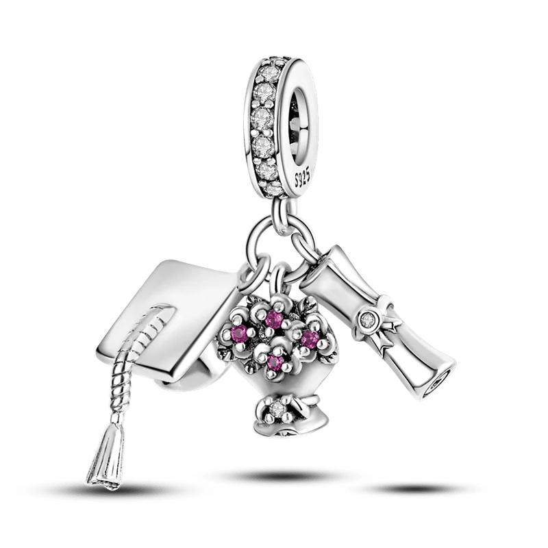 Schulabschluss Charm Kollektion 925 Sterling Silber – Geschenk - Anhänger für Bettelarmband - CharmsLuv