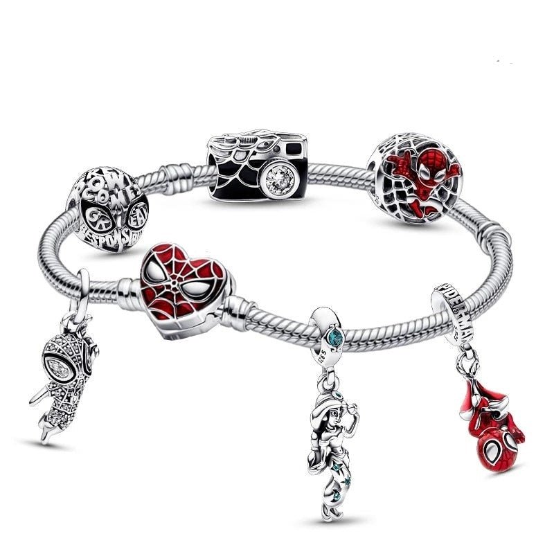 Spider - Man Charm Armband 925 Sterling Silber – Herzverschluss mit Maske (16–21 cm) - CharmsLuv