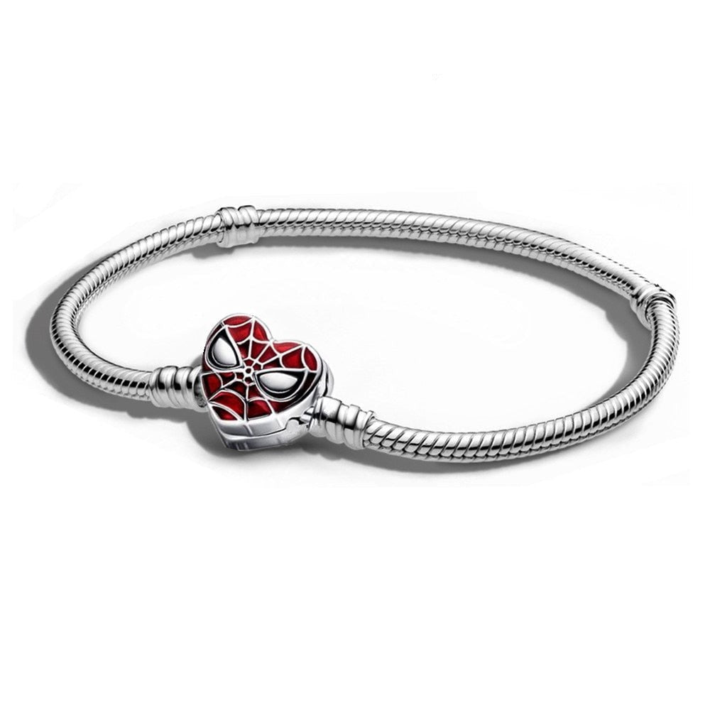 Spider - Man Charm Armband 925 Sterling Silber – Herzverschluss mit Maske (16–21 cm) - CharmsLuv