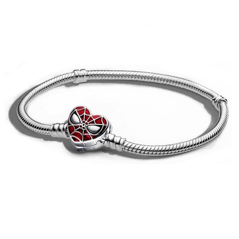 Spider - Man Charm Armband 925 Sterling Silber – Herzverschluss mit Maske (16–21 cm) - CharmsLuv