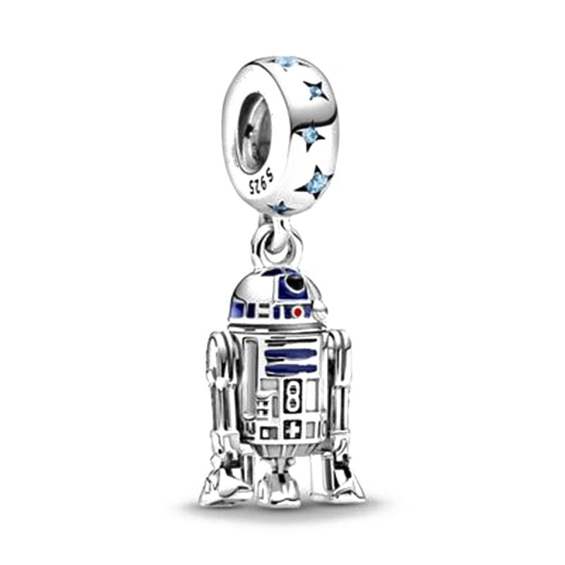 Star Wars Charm Anhänger 925 Sterling Silber – Darth Vader, Yoda & R2 - D2 für Bettelarmband - CharmsLuv