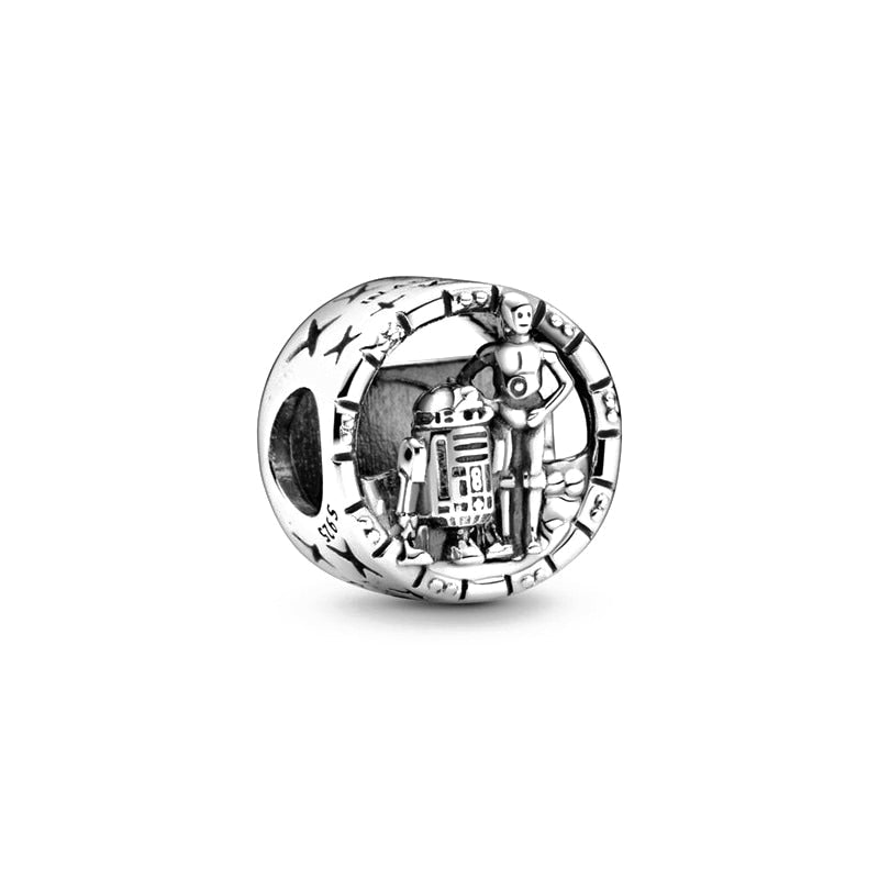Star Wars Charm Anhänger 925 Sterling Silber – Darth Vader, Yoda & R2 - D2 für Bettelarmband - CharmsLuv