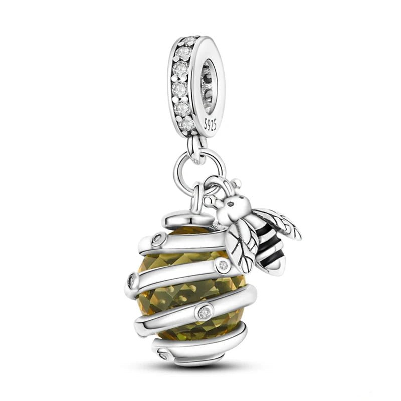 Tier Charm Anhänger 925 Sterling Silber – Biene, Kolibri & Glühwürmchen mit Zirkonia - CharmsLuv