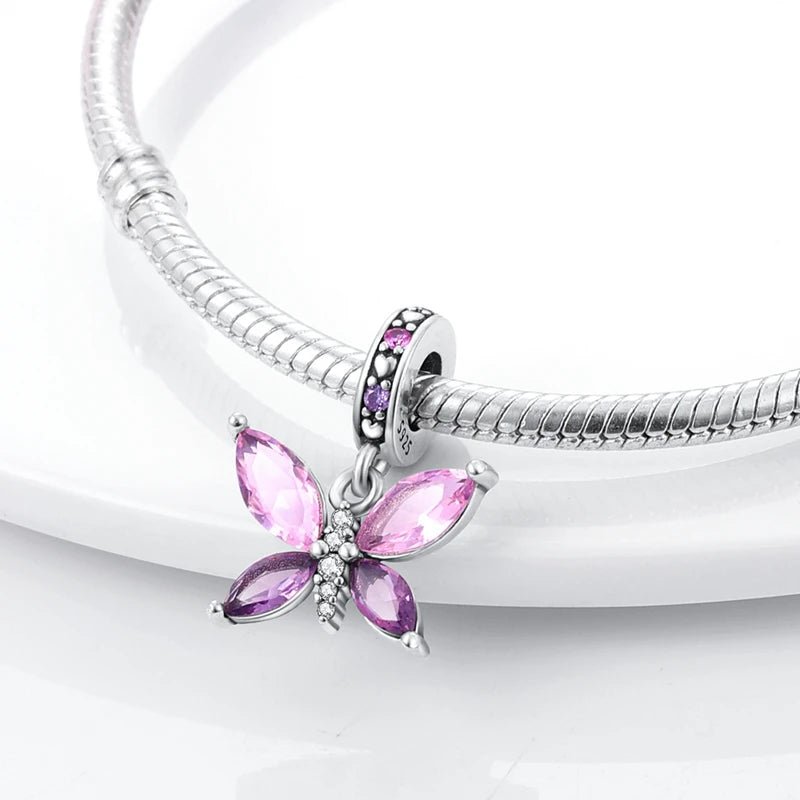 Tier Charm Anhänger 925 Sterling Silber – Biene, Kolibri & Glühwürmchen mit Zirkonia - CharmsLuv
