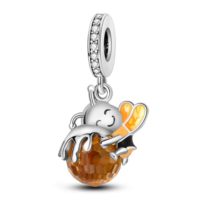 Tier Charm Anhänger 925 Sterling Silber – Biene, Kolibri & Glühwürmchen mit Zirkonia - CharmsLuv