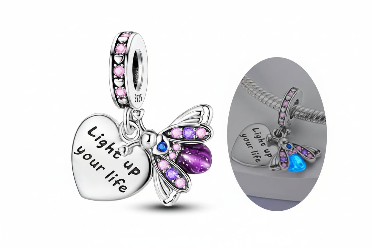 Tier Charm Anhänger 925 Sterling Silber – Biene, Kolibri & Glühwürmchen mit Zirkonia - CharmsLuv