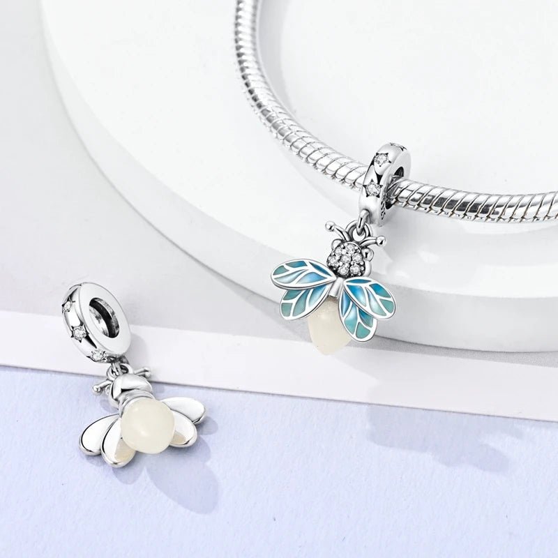 Tier Charm Anhänger 925 Sterling Silber – Biene, Kolibri & Glühwürmchen mit Zirkonia - CharmsLuv