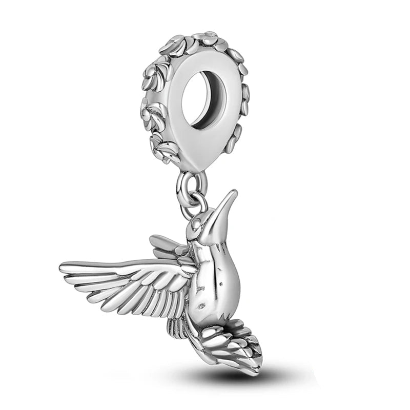 Tier Charm Anhänger 925 Sterling Silber – Biene, Kolibri & Glühwürmchen mit Zirkonia - CharmsLuv