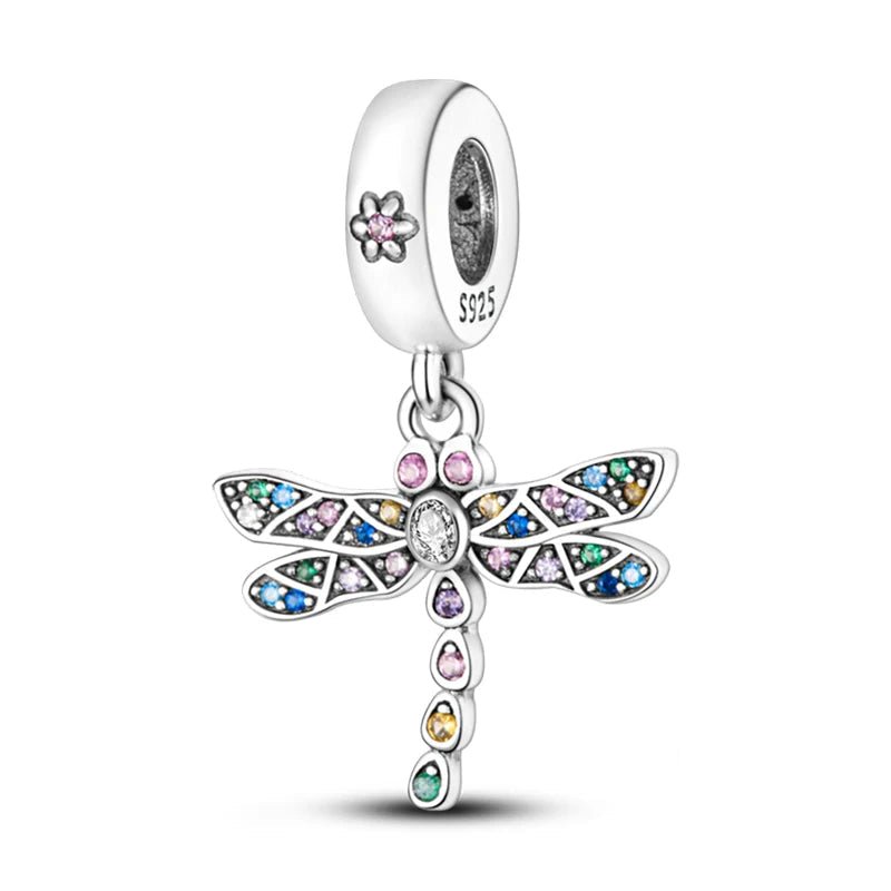 Tier Charm Anhänger 925 Sterling Silber – Biene, Kolibri & Glühwürmchen mit Zirkonia - CharmsLuv