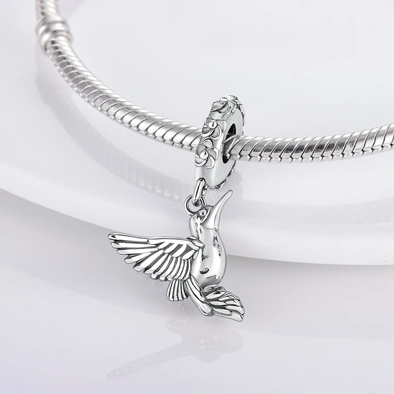 Tier Charm Anhänger 925 Sterling Silber – Biene, Kolibri & Glühwürmchen mit Zirkonia - CharmsLuv