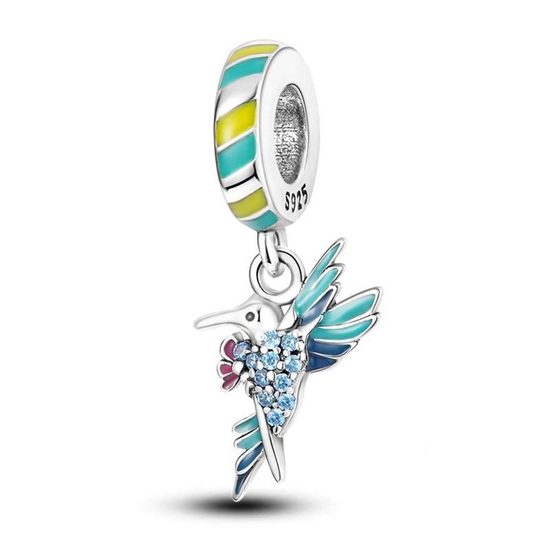 Tier Charm Anhänger 925 Sterling Silber – Biene, Kolibri & Glühwürmchen mit Zirkonia - CharmsLuv