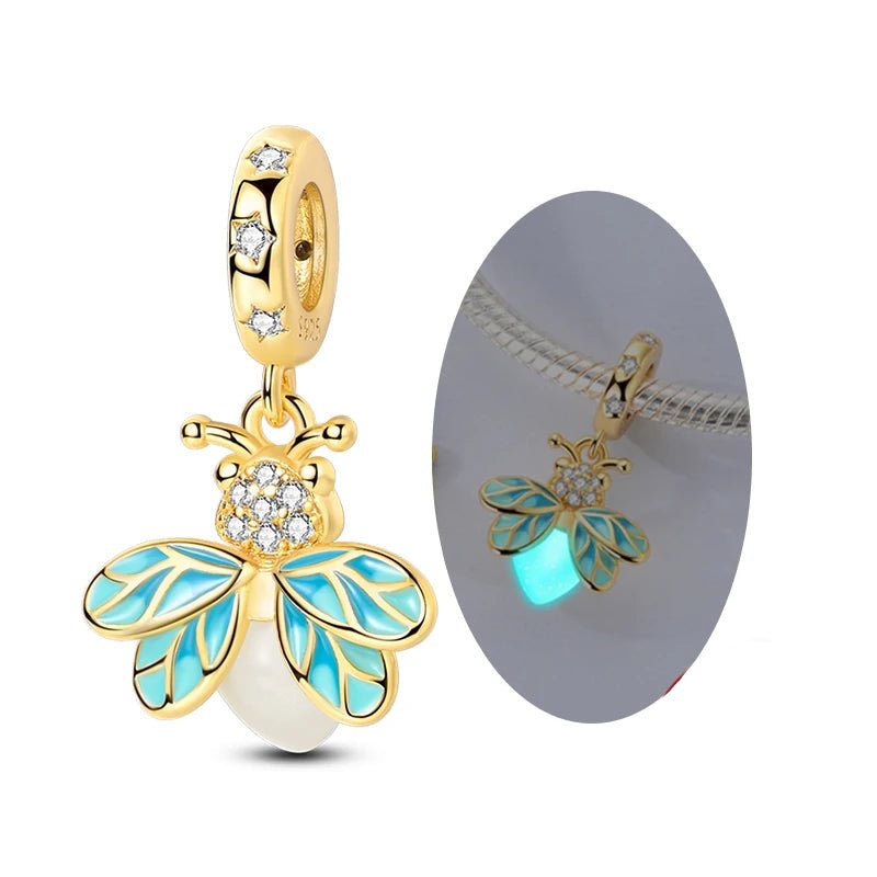Tier Charm Anhänger 925 Sterling Silber – Biene, Kolibri & Glühwürmchen mit Zirkonia - CharmsLuv