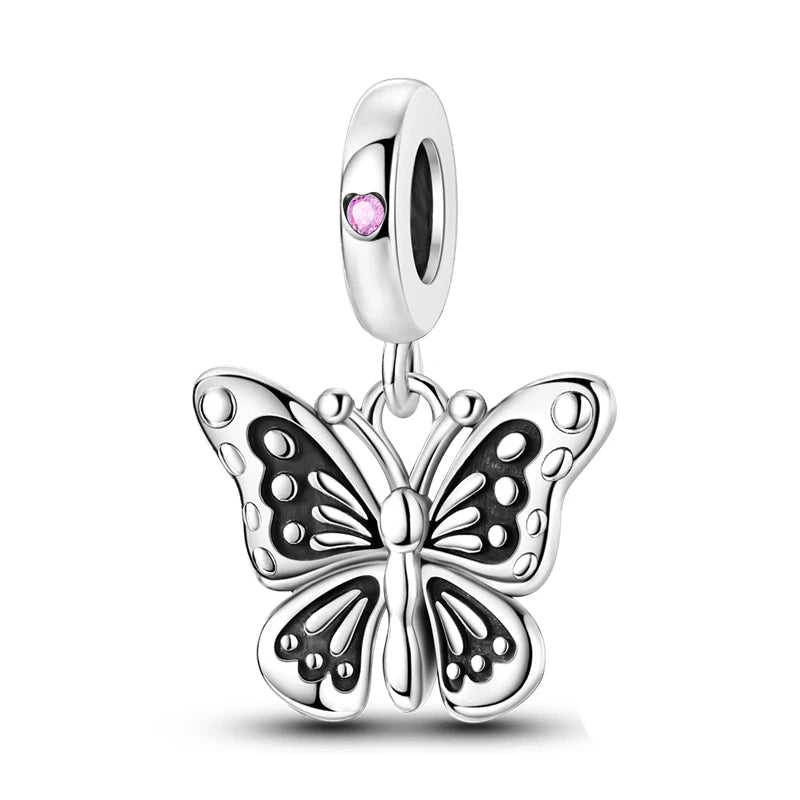 Tier Charm Anhänger 925 Sterling Silber – Biene, Kolibri & Glühwürmchen mit Zirkonia - CharmsLuv