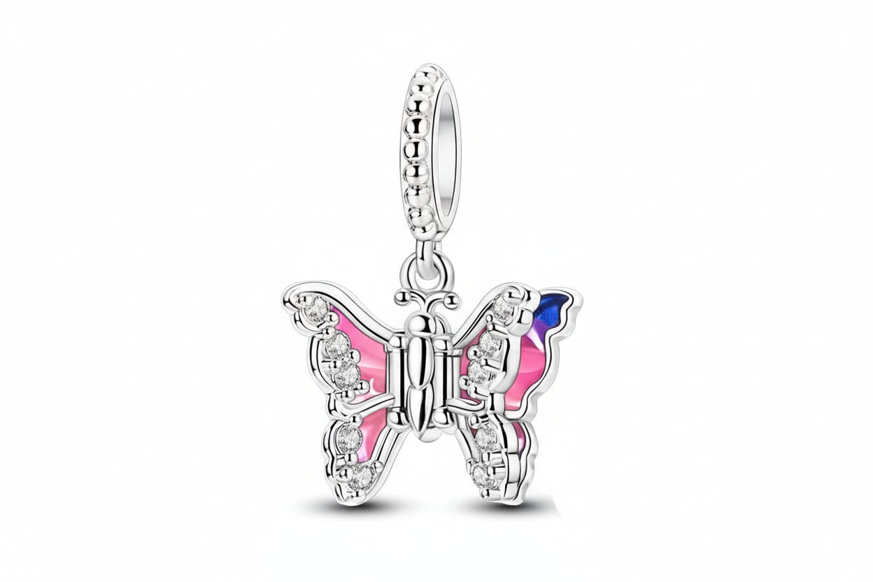 Tier Charm Anhänger 925 Sterling Silber – Biene, Kolibri & Glühwürmchen mit Zirkonia - CharmsLuv