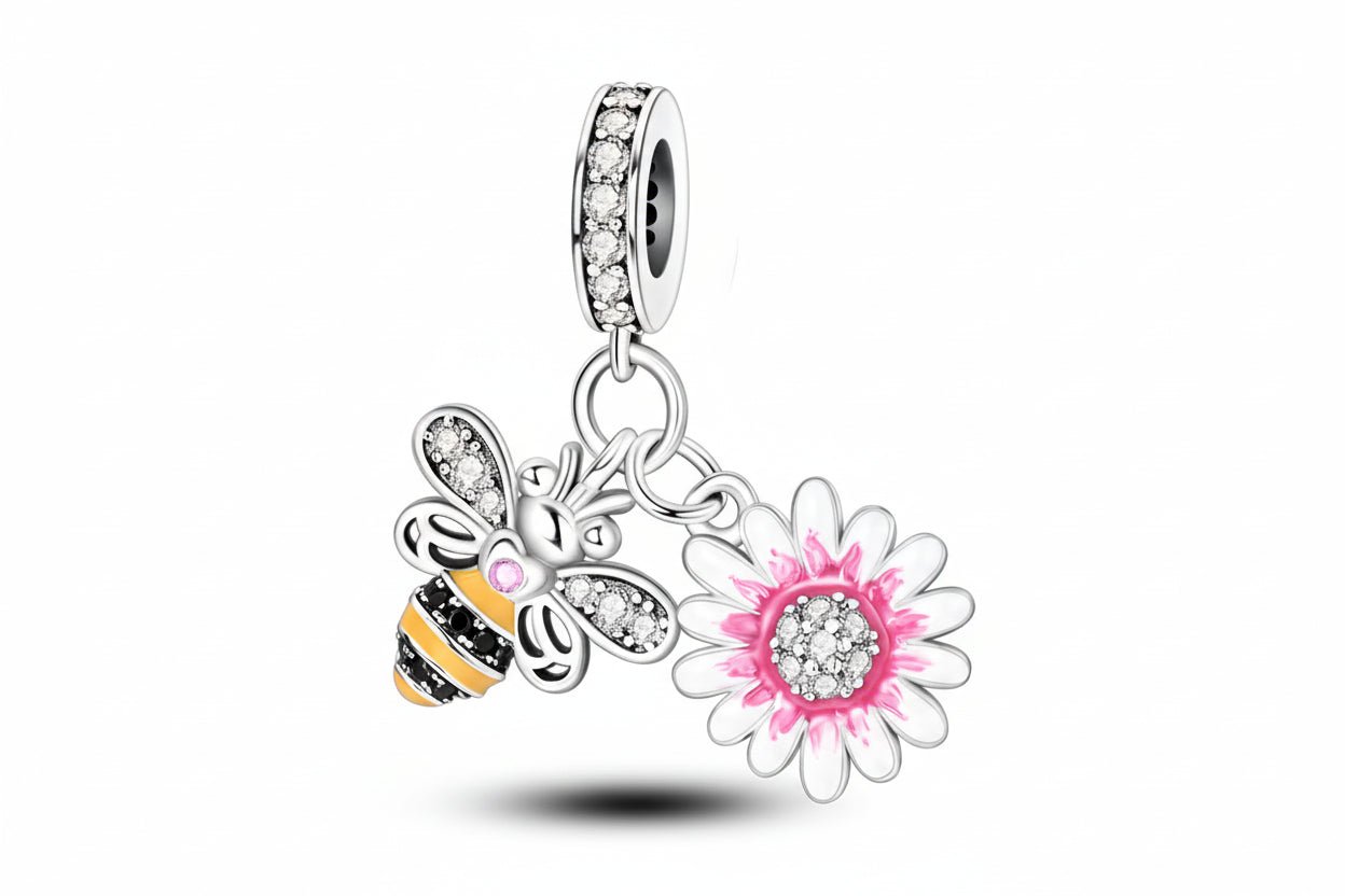 Tier Charm Anhänger 925 Sterling Silber – Biene, Kolibri & Glühwürmchen mit Zirkonia - CharmsLuv
