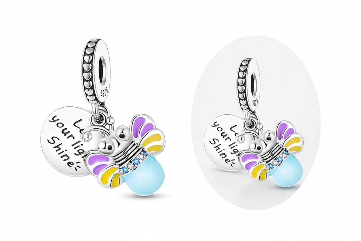 Tier Charm Anhänger 925 Sterling Silber – Biene, Kolibri & Glühwürmchen mit Zirkonia - CharmsLuv