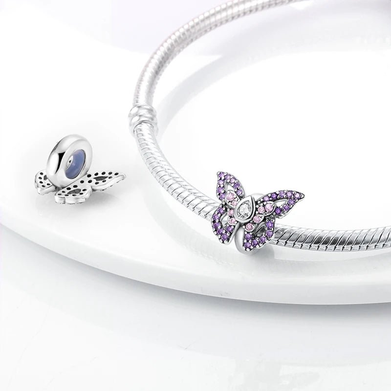 Tier Charm Anhänger 925 Sterling Silber – Biene, Kolibri & Glühwürmchen mit Zirkonia - CharmsLuv