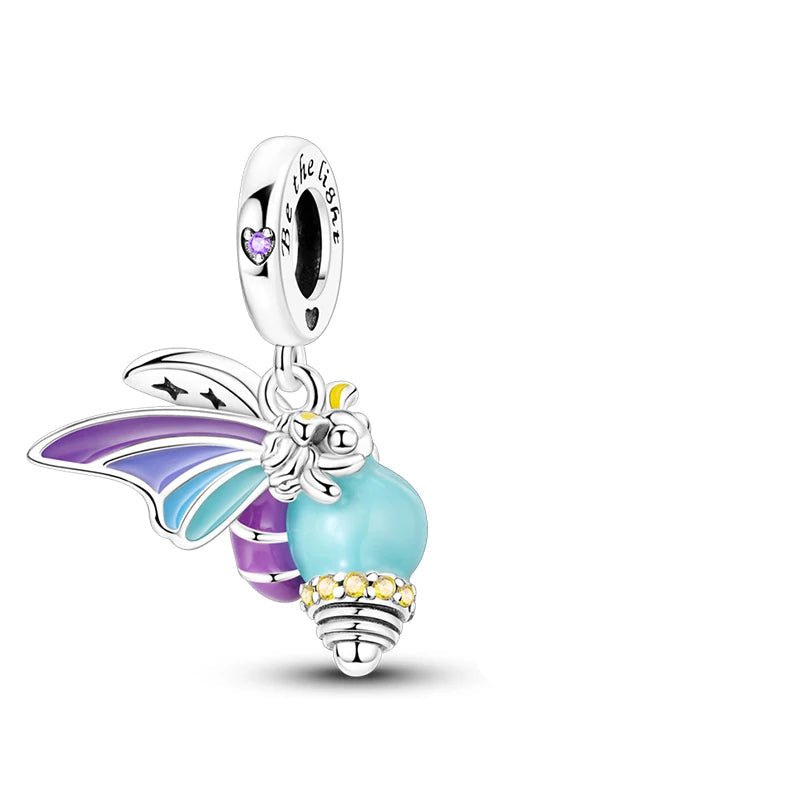 Tier Charm Anhänger 925 Sterling Silber – Biene, Kolibri & Glühwürmchen mit Zirkonia - CharmsLuv