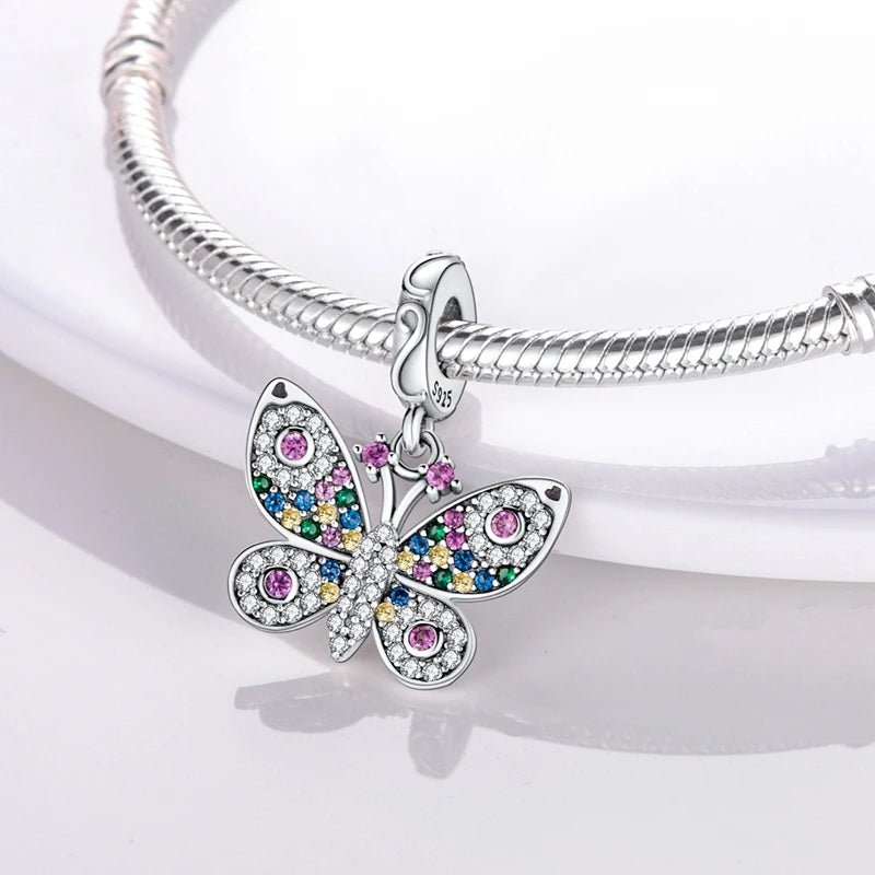 Tier Charm Anhänger 925 Sterling Silber – Biene, Kolibri & Glühwürmchen mit Zirkonia - CharmsLuv