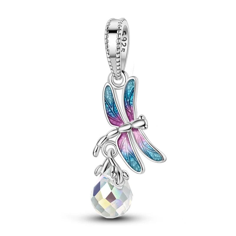 Tier Charm Anhänger 925 Sterling Silber – Biene, Kolibri & Glühwürmchen mit Zirkonia - CharmsLuv