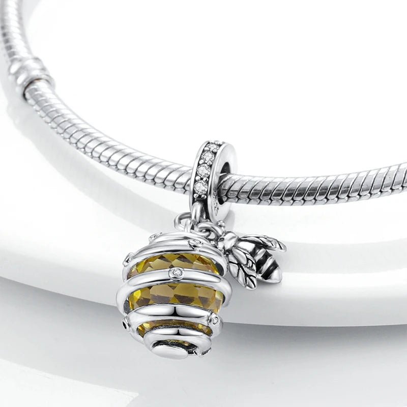 Tier Charm Anhänger 925 Sterling Silber – Biene, Kolibri & Glühwürmchen mit Zirkonia - CharmsLuv