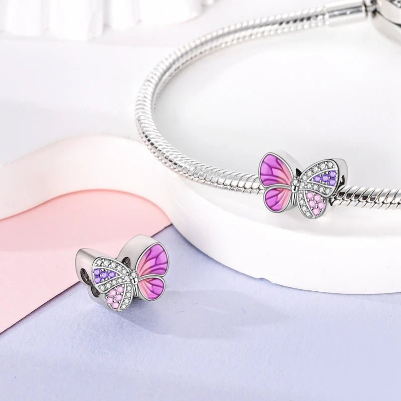 Tier Charm Anhänger 925 Sterling Silber – Biene, Kolibri & Glühwürmchen mit Zirkonia - CharmsLuv
