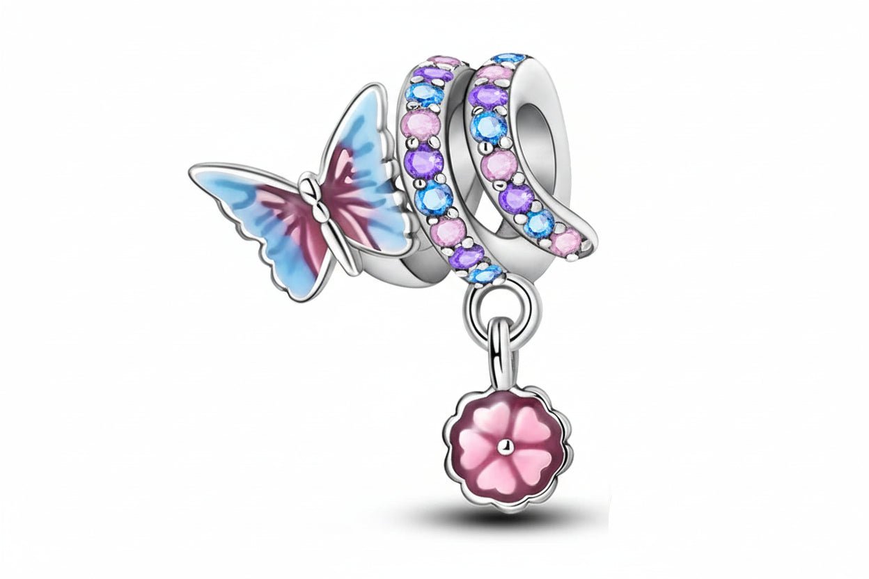 Tier Charm Anhänger 925 Sterling Silber – Biene, Kolibri & Glühwürmchen mit Zirkonia - CharmsLuv