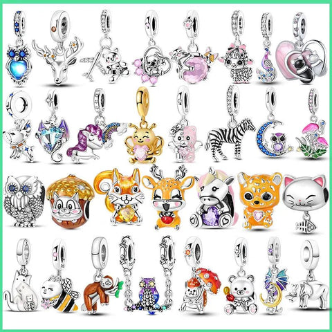 Tier Charm Anhänger Set 925 Sterling Silber – Löwe, Tiger, Wolf, Drache & mehr für Bettelarmband - CharmsLuv