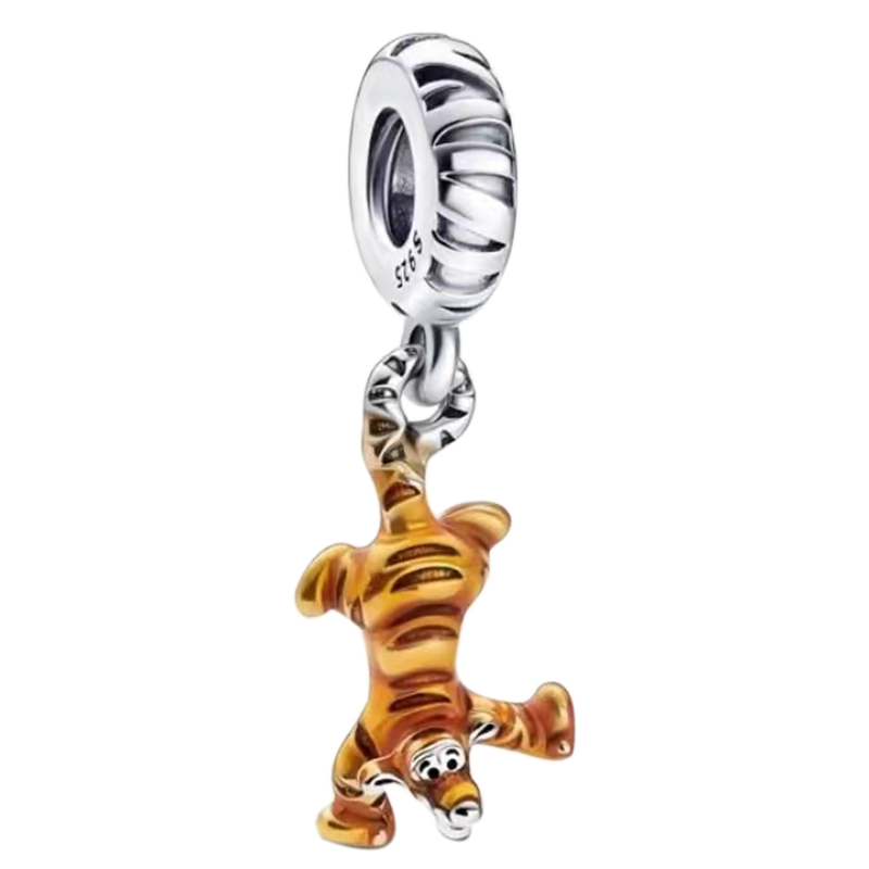 Tigger Charm Anhänger 925 Sterling Silber – Winnie Pooh Tiger mit Zirkonia für Bettelarmband - CharmsLuv