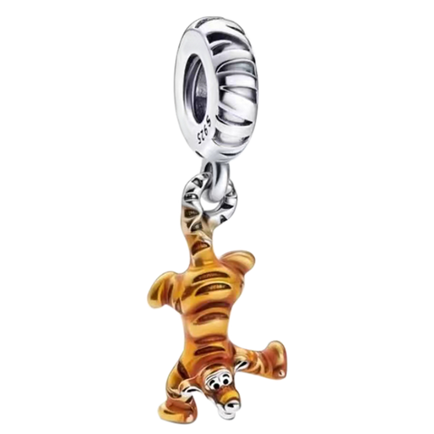 Tigger Charm Anhänger 925 Sterling Silber – Winnie Pooh Tiger mit Zirkonia für Bettelarmband - CharmsLuv
