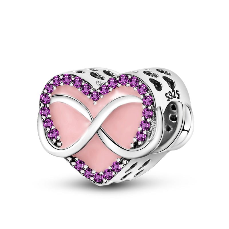 Unendliche Liebe Herz Charm 925 Sterling Silber – Infinity Anhänger für Bettelarmband - CharmsLuv