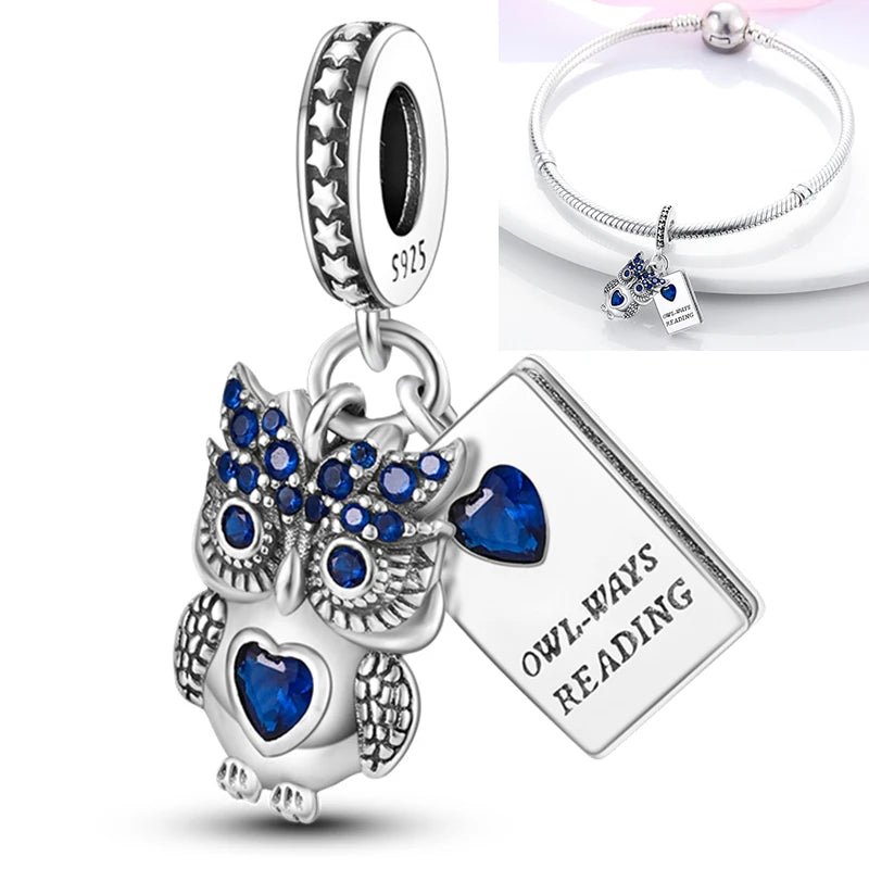 Vogel Charm Anhänger 925 Sterling Silber – Eule, Papagei & Flamingo mit Zirkonia für Bettelarmband - CharmsLuv