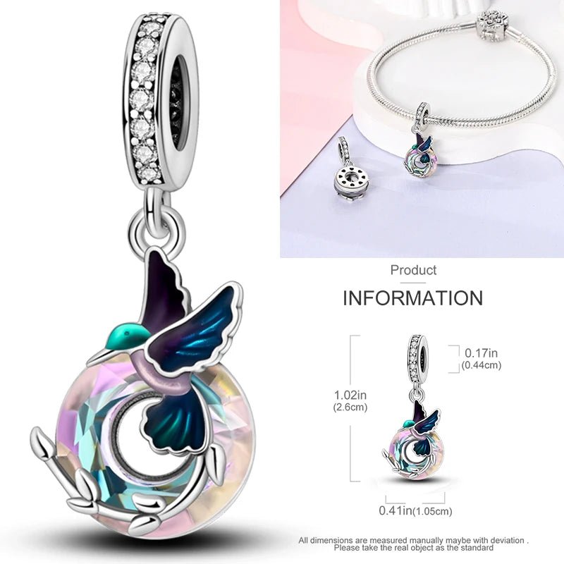 Vogel Charm Anhänger 925 Sterling Silber – Eule, Papagei & Flamingo mit Zirkonia für Bettelarmband - CharmsLuv
