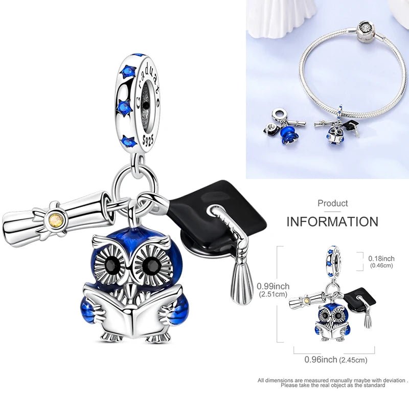 Vogel Charm Anhänger 925 Sterling Silber – Eule, Papagei & Flamingo mit Zirkonia für Bettelarmband - CharmsLuv