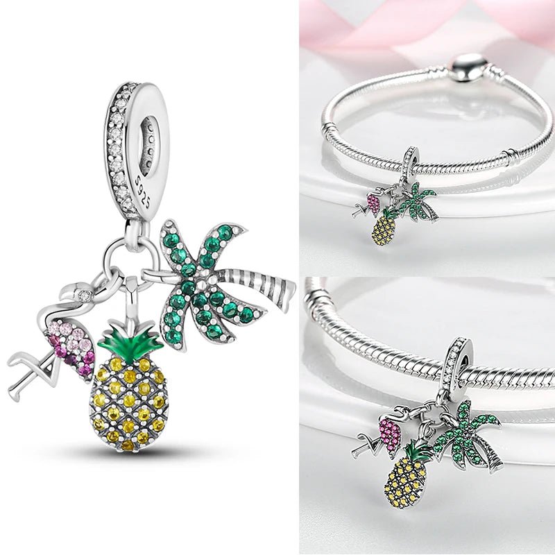 Vogel Charm Anhänger 925 Sterling Silber – Eule, Papagei & Flamingo mit Zirkonia für Bettelarmband - CharmsLuv
