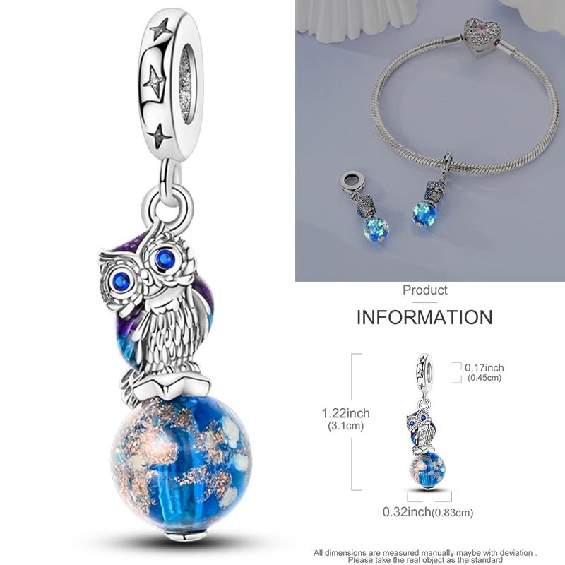 Vogel Charm Anhänger 925 Sterling Silber – Eule, Papagei & Flamingo mit Zirkonia für Bettelarmband - CharmsLuv