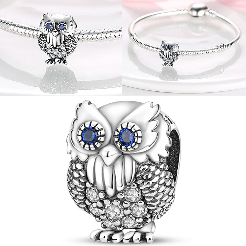 Vogel Charm Anhänger 925 Sterling Silber – Eule, Papagei & Flamingo mit Zirkonia für Bettelarmband - CharmsLuv