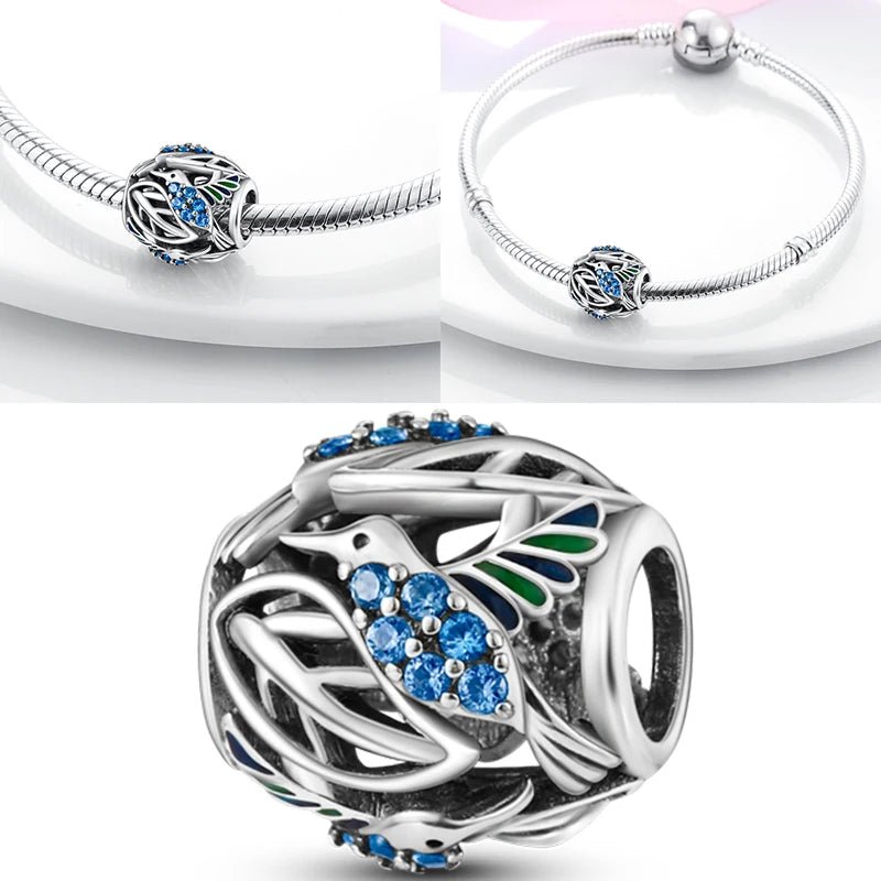 Vogel Charm Anhänger 925 Sterling Silber – Eule, Papagei & Flamingo mit Zirkonia für Bettelarmband - CharmsLuv